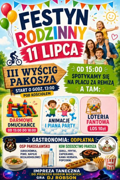 Rodzinny festyn i Wyścig Pakosza. W sobotę będzie się działo