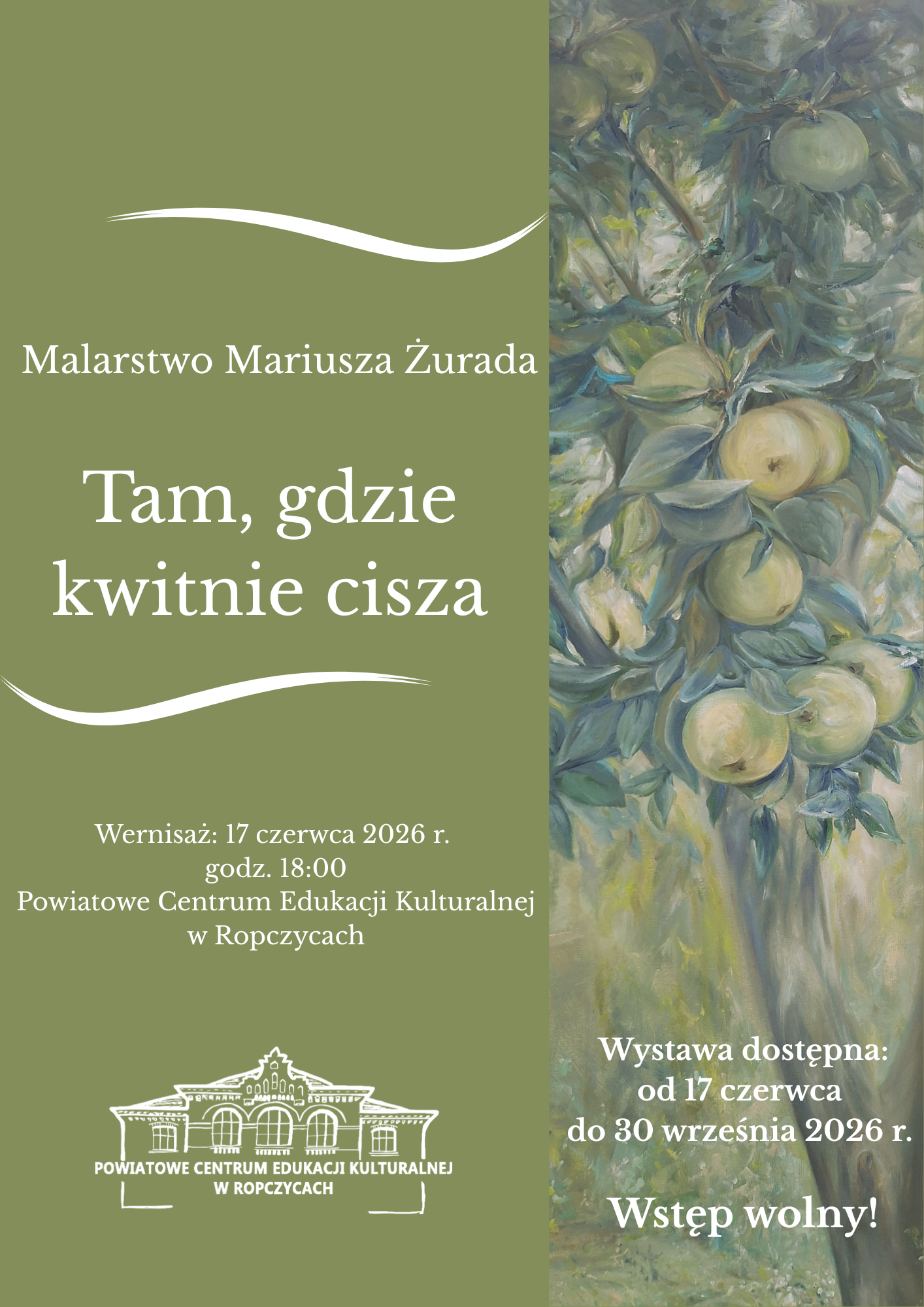 Ropczyce- PCEK: Wernisaż wystawy malarstwa Mariusza Żurada pt. „Tam, gdzie kwitnie cisza” 17 czerwca 2026 r. o godz. 18.00 (środa)