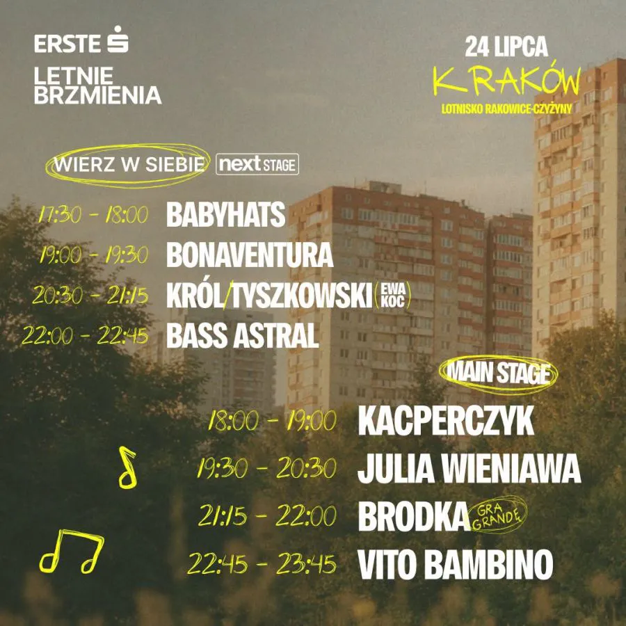 "erste Letnie Brzmienia Kraków 2026 line up"