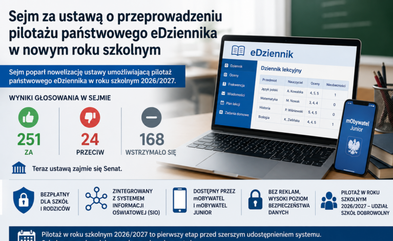 Sejm za ustawą o przeprowadzeniu pilotażu państwowego eDziennika w nowym roku szkolnym