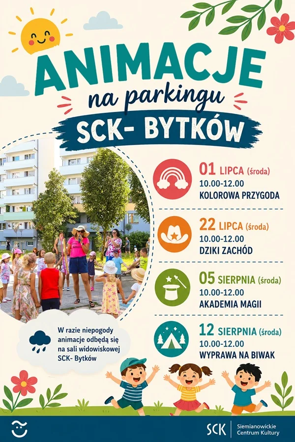 Siemianowice Śląskie: Wakacyjne animacje dla dzieci na parkingu SCK-Bytków w środy