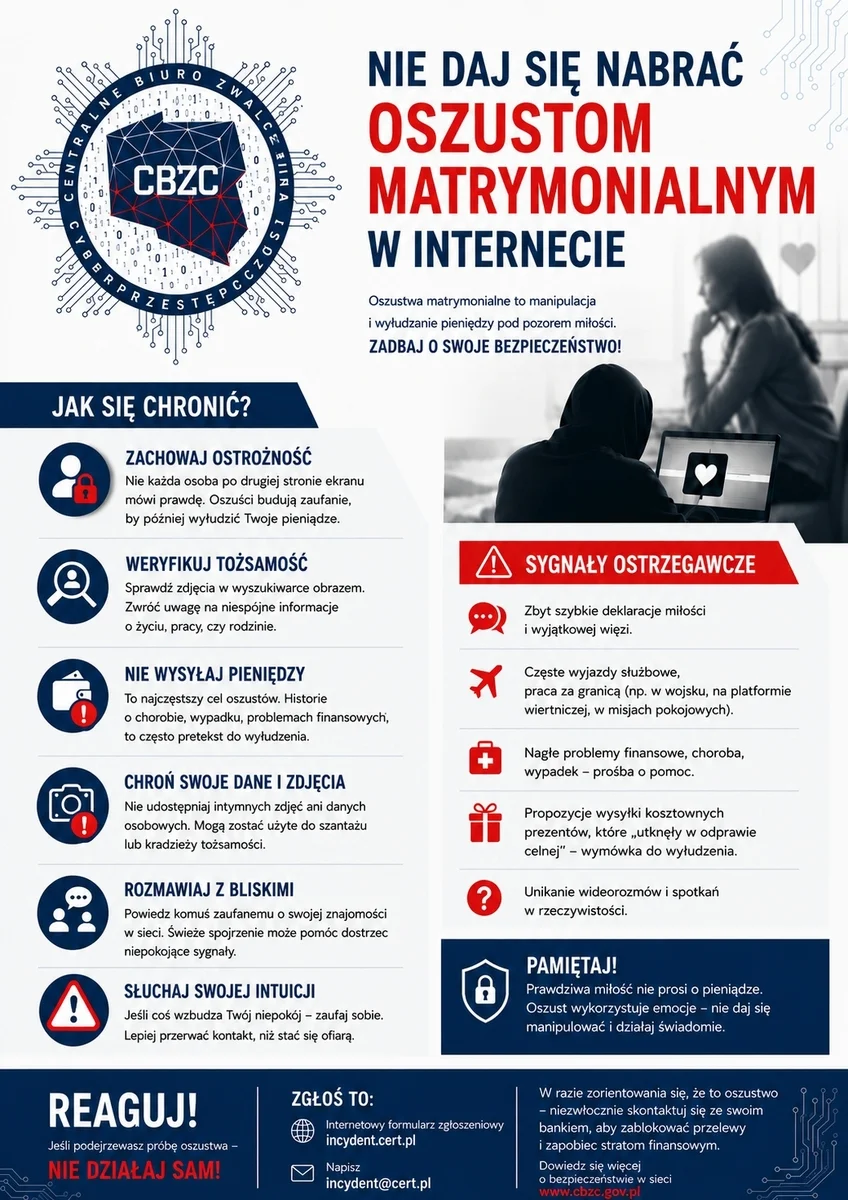 Śląsk: Policja ostrzega przed oszustwami matrymonialnymi w internecie