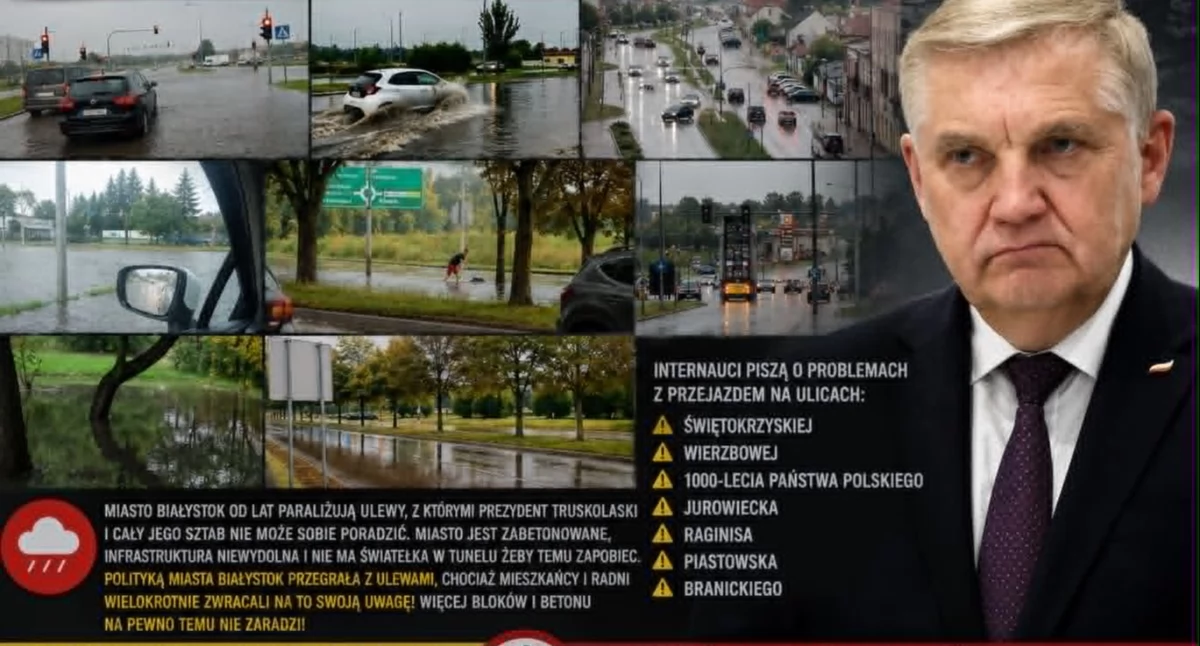 Sobotnie oberwanie chmury nad Białymstokiem. Miasto sparaliżowane, kierowcy gubią tablice