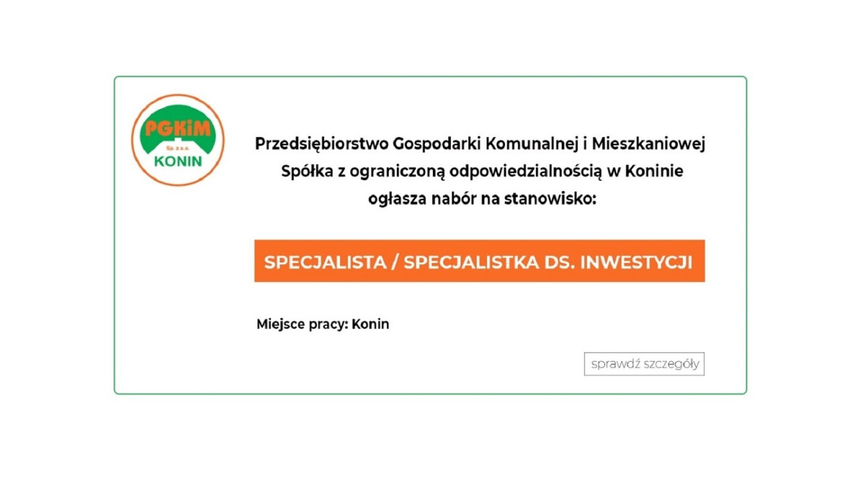 SPECJALISTA /SPECJALISTKA DS. INWESTYCJI