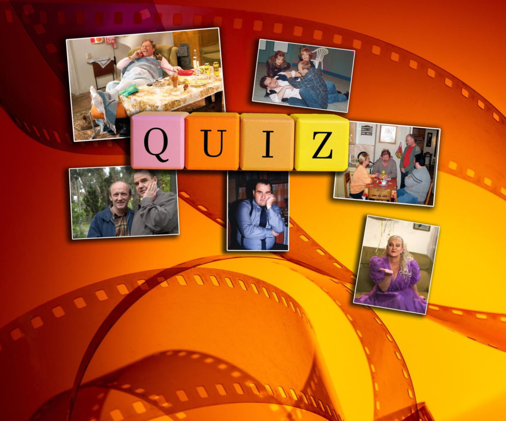 Kolaż zdjęć z seriali Kiepscy i Miodowe lata oraz napis QUIZ. Rozwiąż test o hitach Polsatu w SE Wrocław.