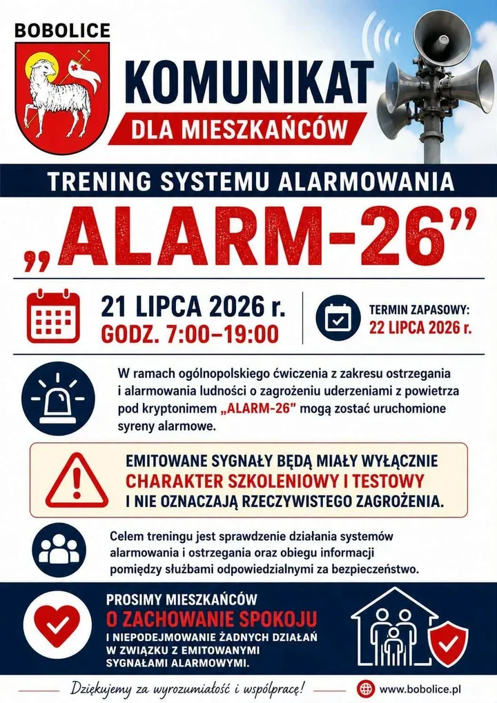 Syreny alarmowe zabrzmią w Bobolicach. To będą tylko ćwiczenia