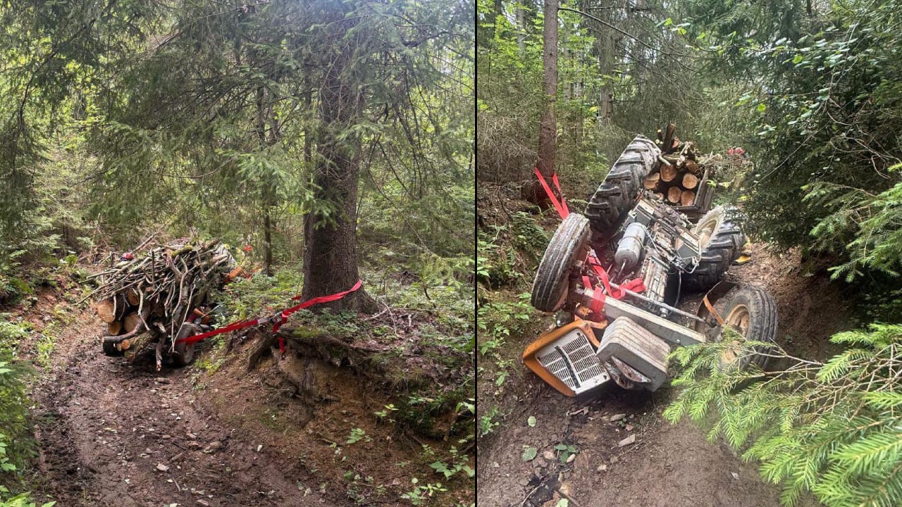 Tragedia podczas transportu drewna. Mężczyzna zginął w pod traktorem