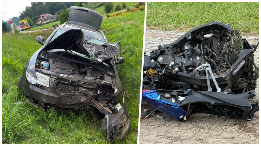 Tragiczny wypadek na DK28 w Leszczawie Dolnej. Nie żyje 22-letni motocyklista