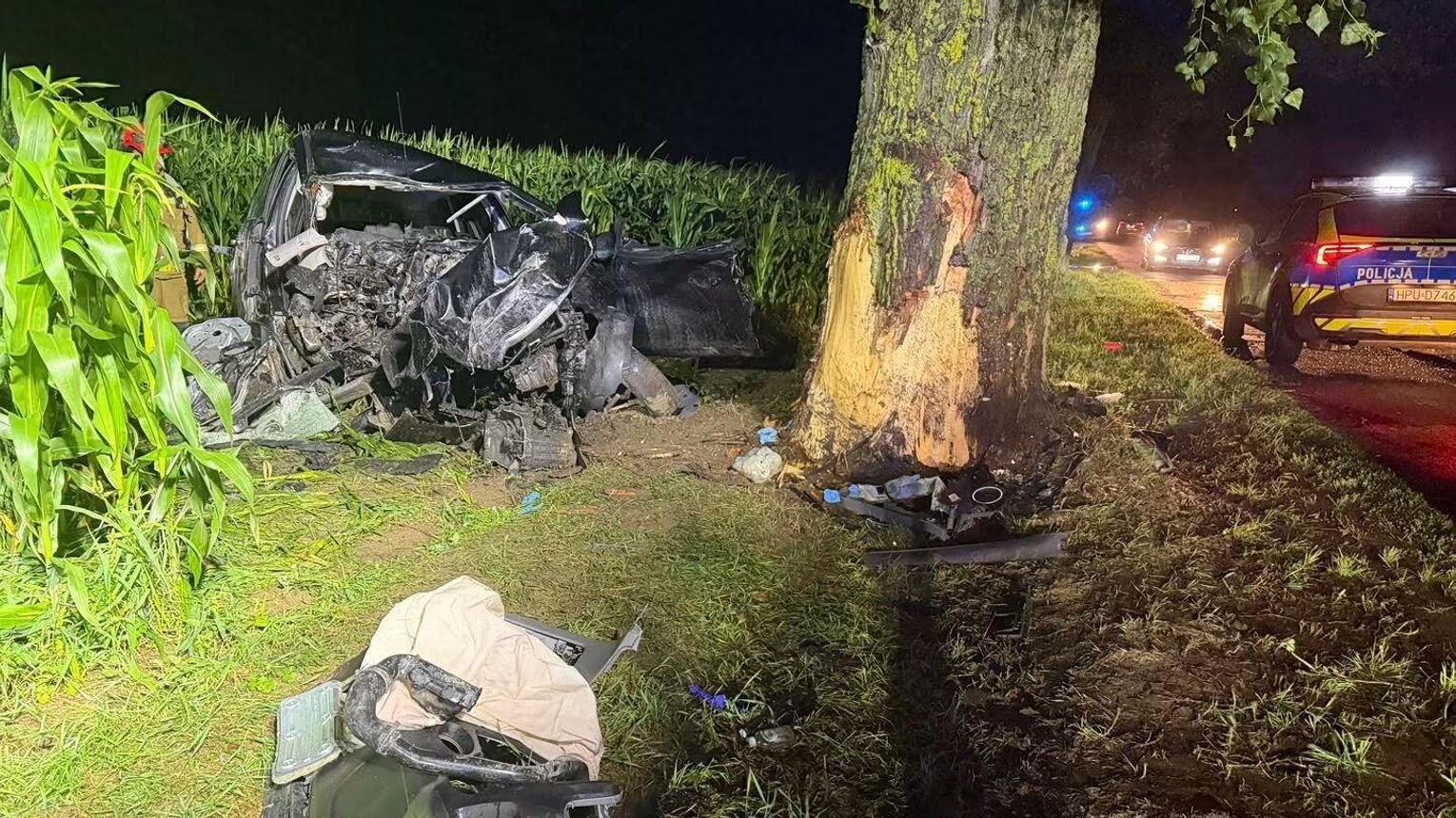 Tragiczny wypadek na trasie Tłukomy – Wiktorówko. Nie żyje 24-letni kierowca