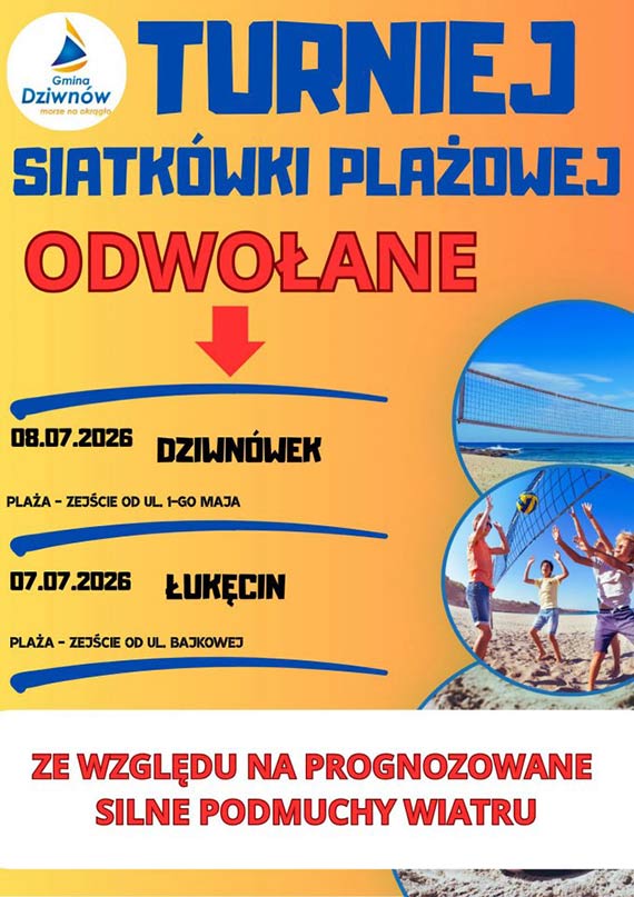 Turniej siatkówki plażowej odwołany