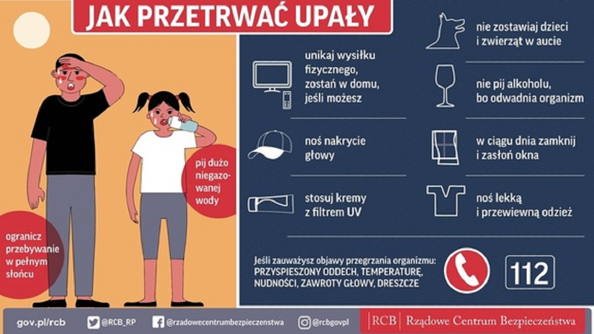 Uwaga na upały - policja apeluje o rozsądek i rozwagę