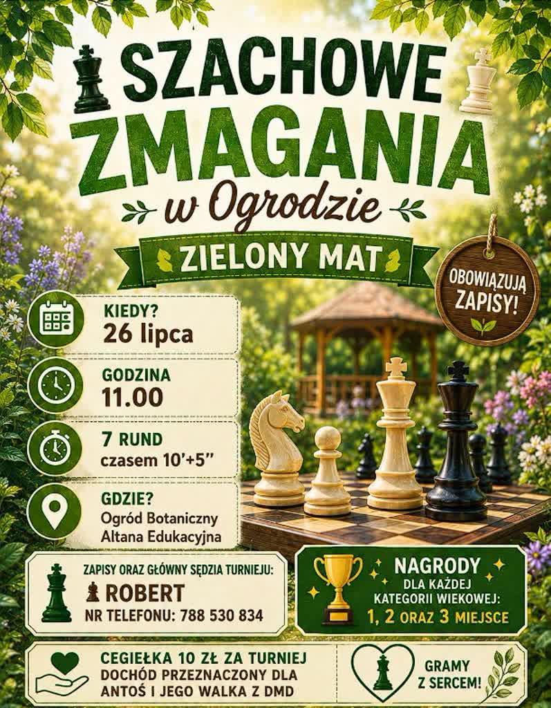 W niedzielę turniej szachowy w Ogrodzie Botanicznym