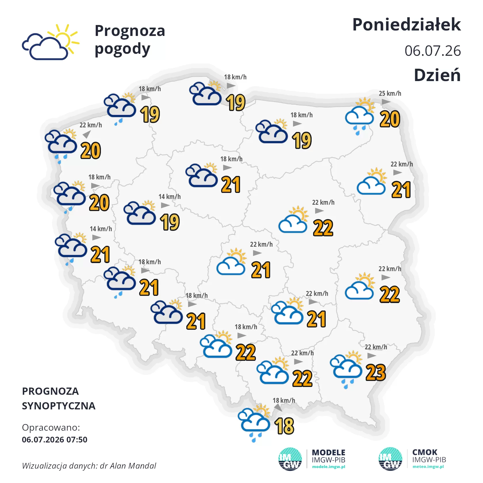 W poniedziałek czekają nas chmury, deszcz i burze w górach