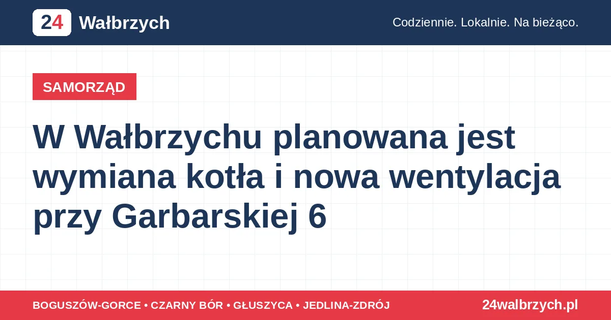 W Wałbrzychu planowana jest wymiana kotła i nowa wentylacja przy Garbarskiej 6