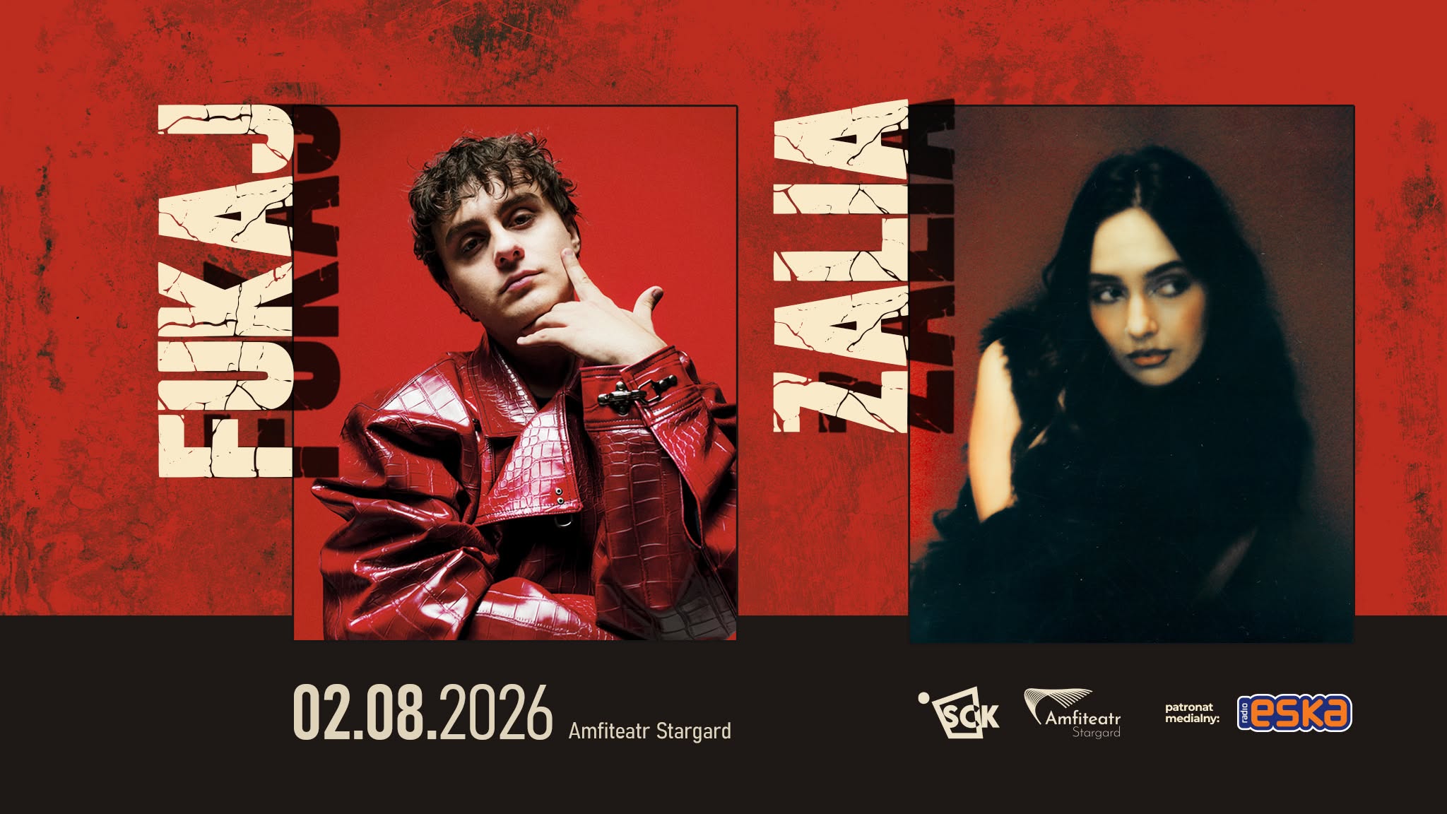 Może być zdjęciem przedstawiającym tekst „02.08.2026 AmfiteatrStargard Amfiteatr Stargard SCK SC Amfiteatr eatr Amfit paatronat mecialny: E eska mecialny:”