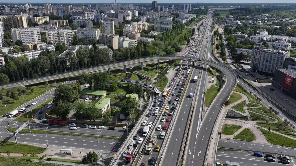 Prace drogowe na Moście Siekierkowskim