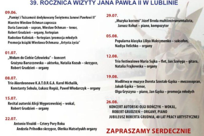 Plakat XXX Międzynarodowego Festiwalu Organowego Lublin - Czuby 2026. O koncertach przeczytasz na Radioplus.