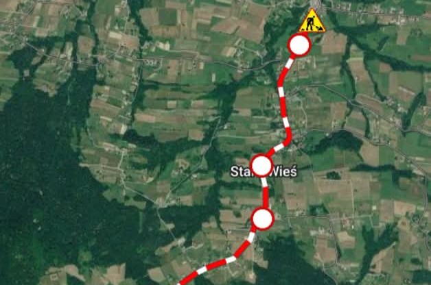 Zamknięta droga powiatowa. Objazd przez DK28