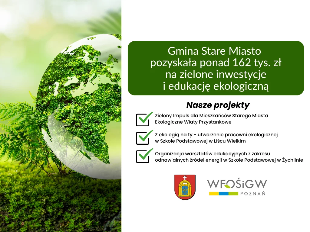 Zielone przystanki i nowoczesne ekopracownie. Gmina Stare Miasto pozyskała ponad 162 tys. zł