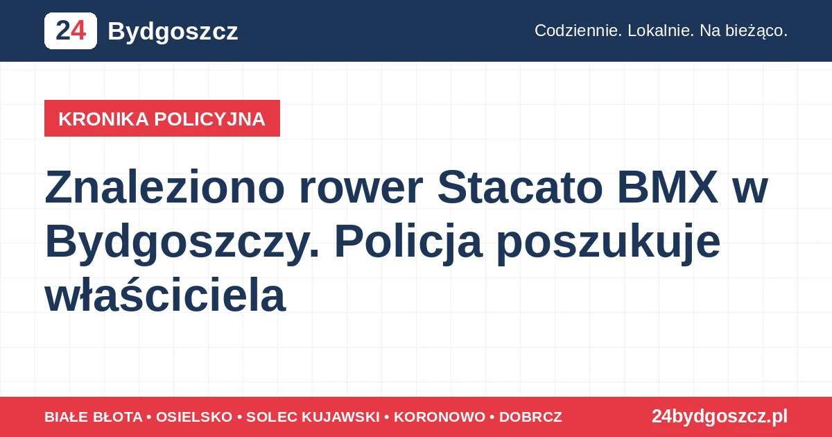Znaleziono rower Stacato BMX w Bydgoszczy. Policja poszukuje właściciela