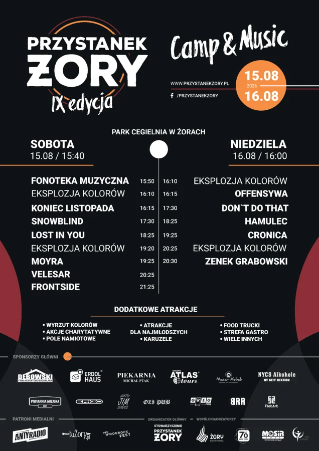 Żory: Przystanek Żory 15-16 sierpnia. Dwa dni koncertów, Eksplozja Kolorów i atrakcji