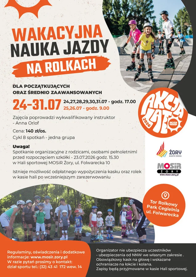 Żory: Wakacyjny kurs jazdy na rolkach startuje 24 lipca